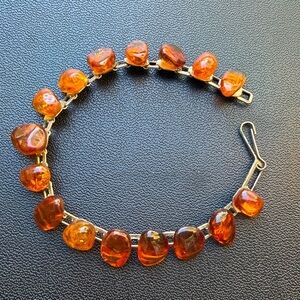 Vintage Russian metal Baltic amber bracelet